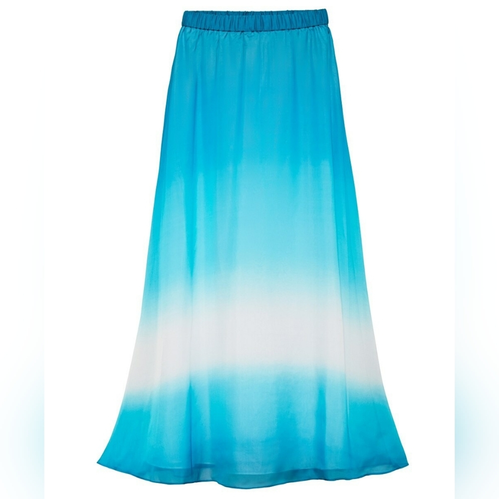 🆕 WHBM Blue Ombre long Maxi 100% Silk A-line summer spring fairycore Skirt_XS - Picture 4 of 13